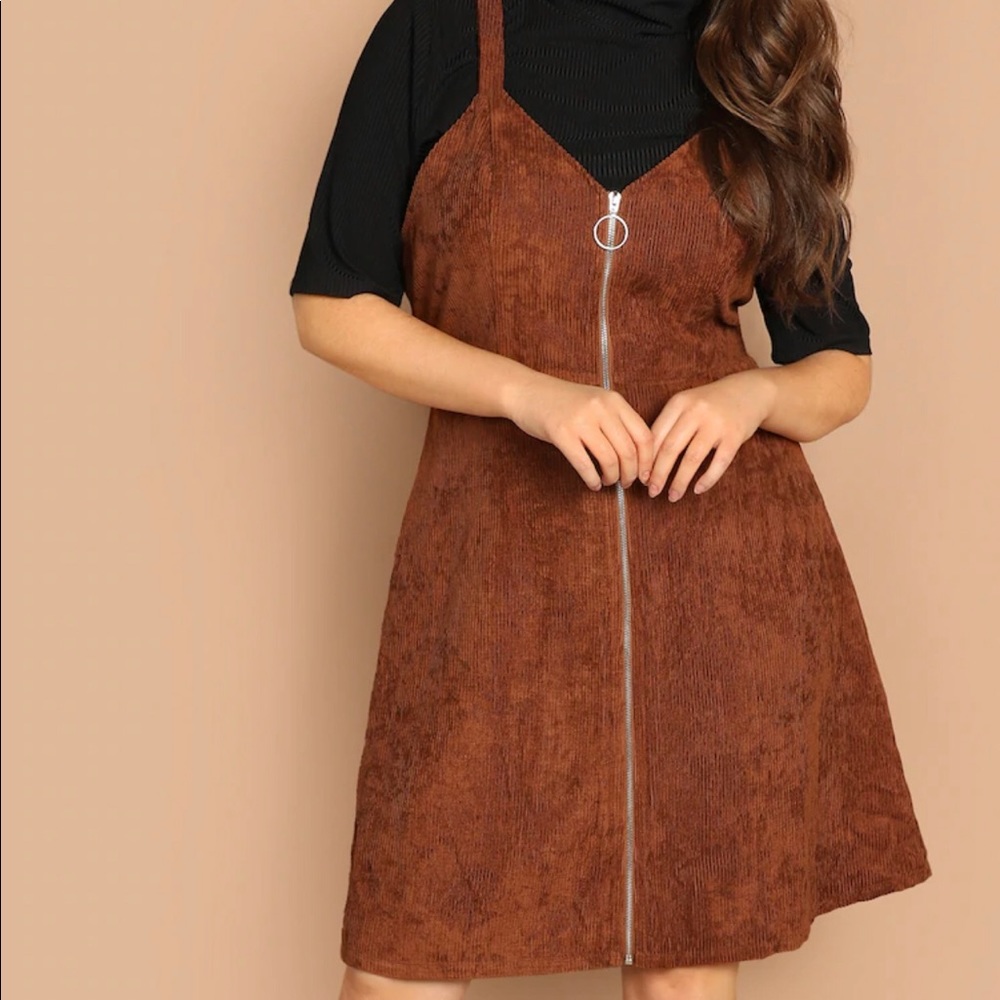 Brown corduroy boho dress
